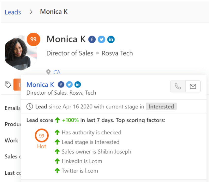 freshsales lead scoring - best crm for startups